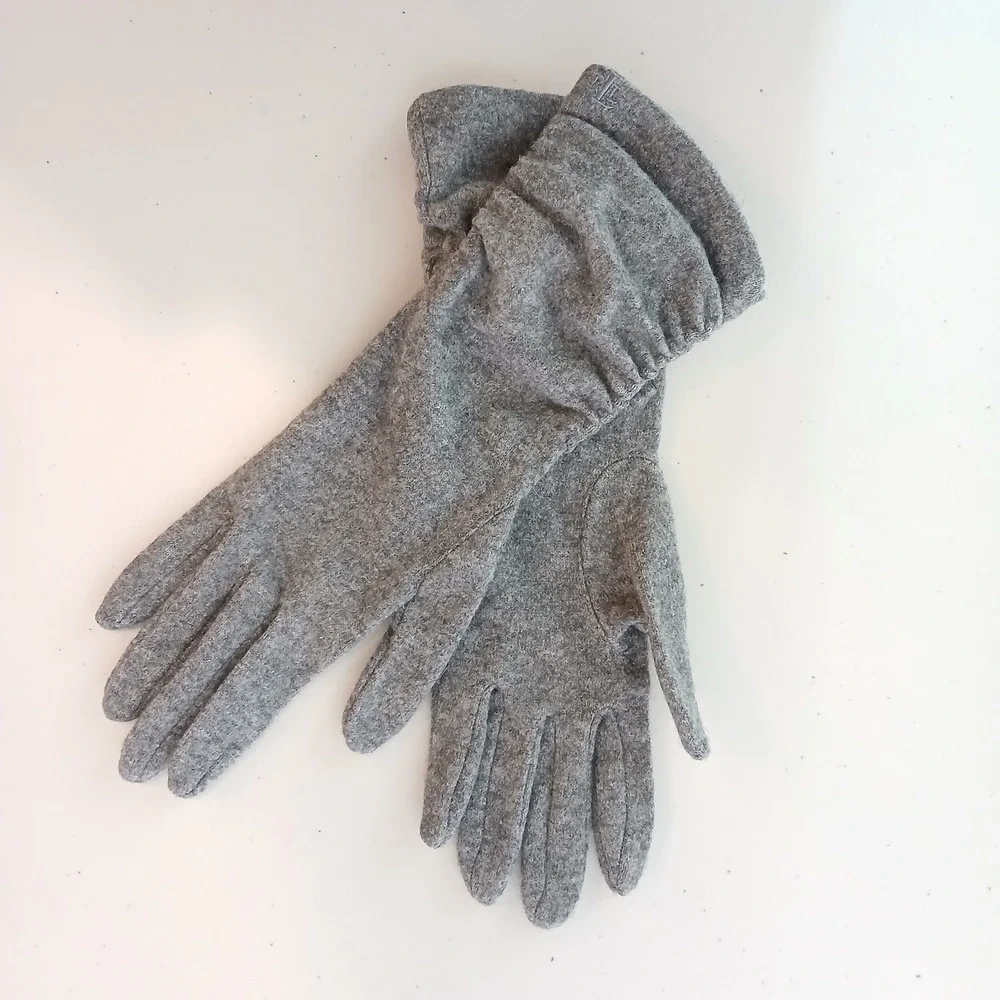 Lauren Ralph Lauren Gloves Women Large Gray Wool Winter Warm Classic Soft